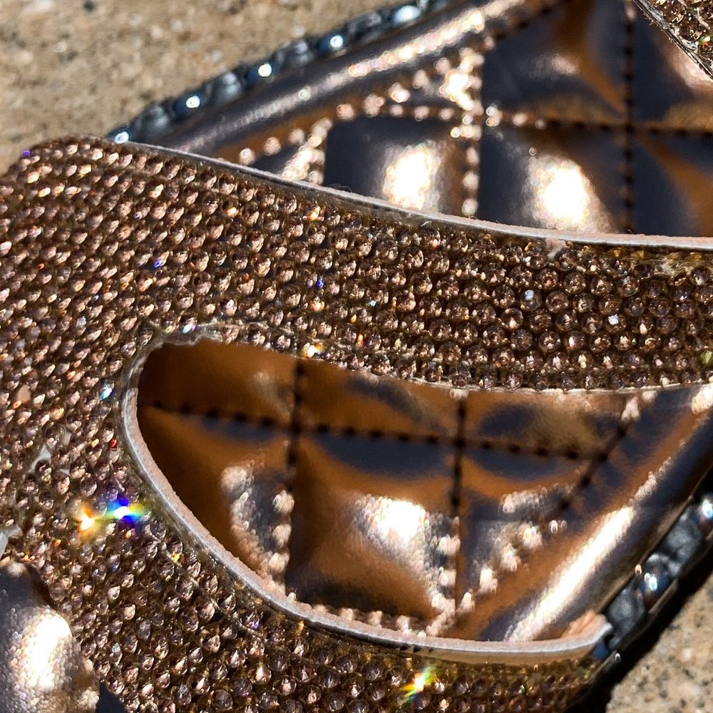 NEWπ₯ Rose Gold Rhinestone Slide Sandal Flip Flops - Picture 5 of 5